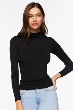 Forever 21 Forever 21 Seamless Ribbed Turtleneck Top Black. 2