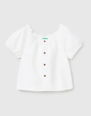 short sleeve blouse in linen blend