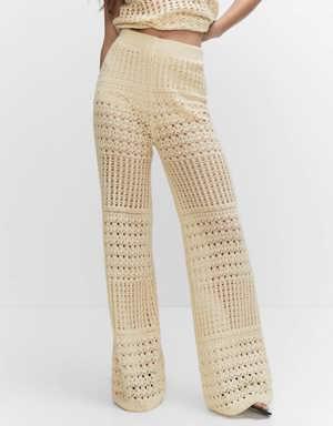 Openwork knitted palazzo trousers