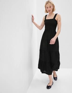 Smocked Tiered Maxi Dress black