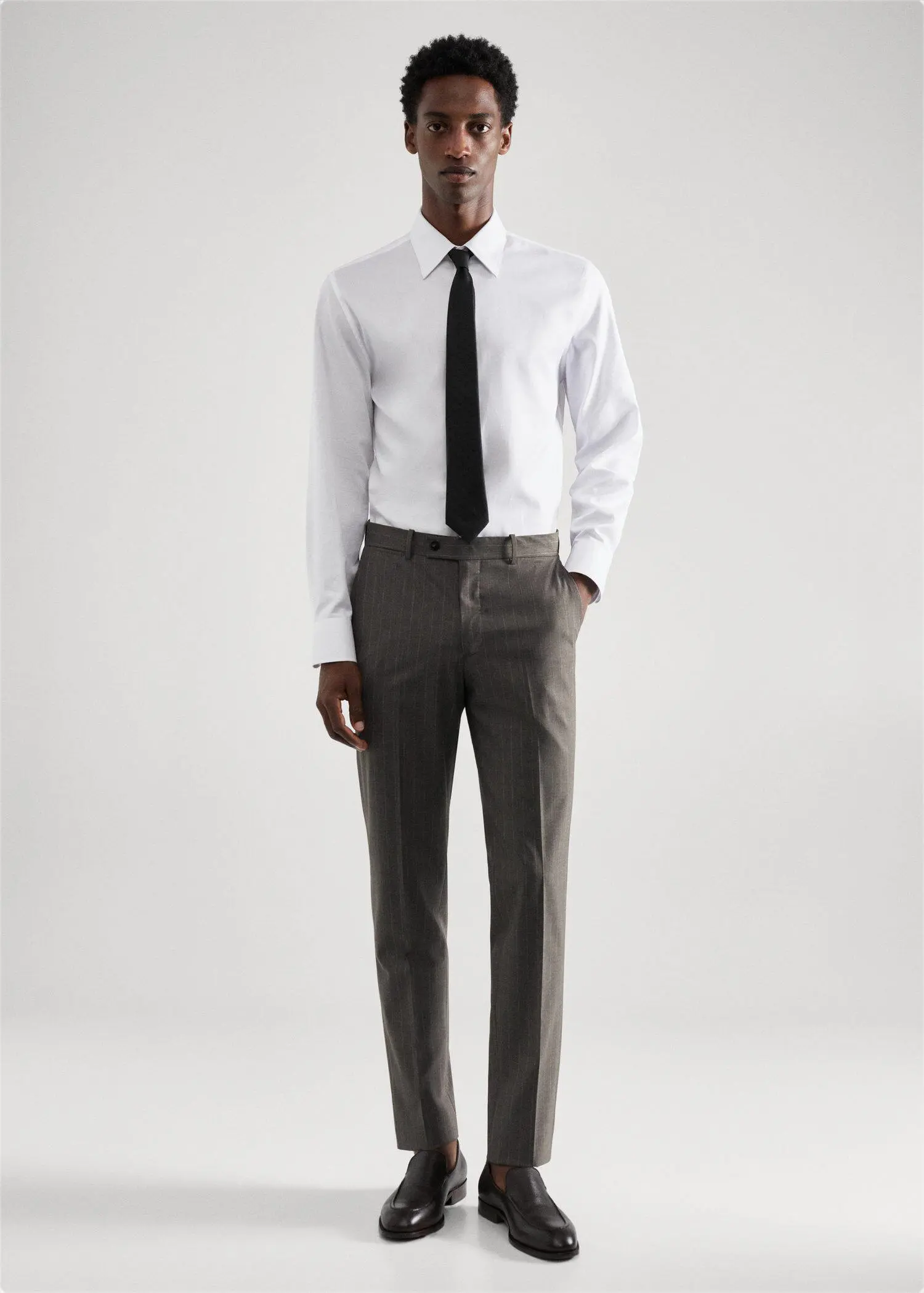 Mango Slim-fit pinstripe wool suit pants. 3