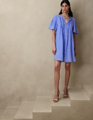 Ramie Pintuck Dress blue