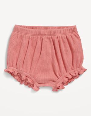 Ruffled Thermal-Knit Bloomer Shorts for Baby pink