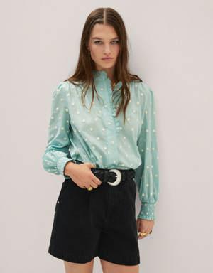 Polka-dot embroidered blouse