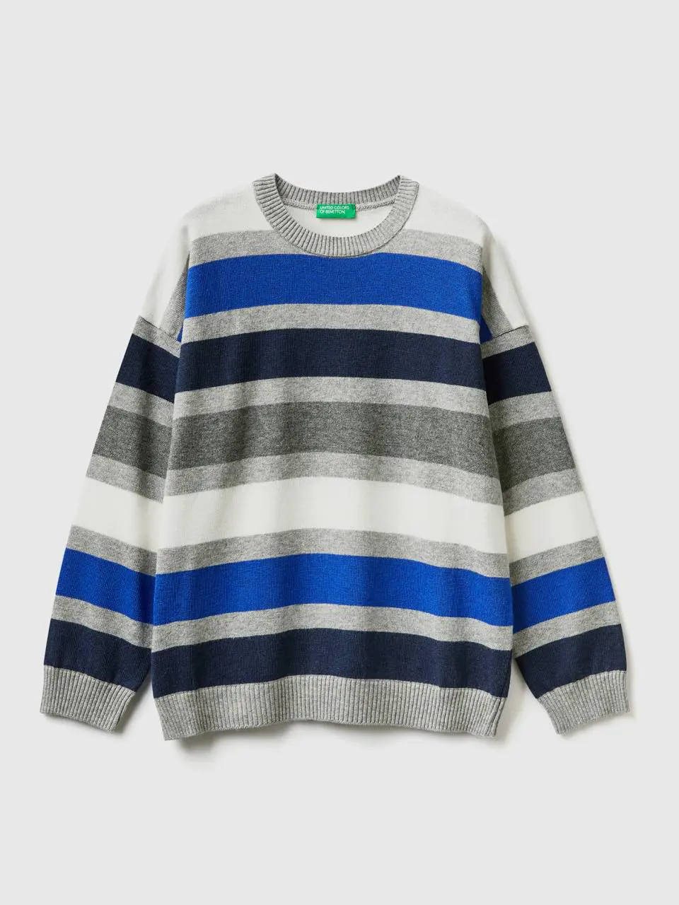 Benetton striped sweater in wool and cotton blend. 1