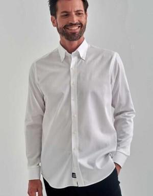 Men’s Regular Fit Long Sleeve Sport Shirt WHITE