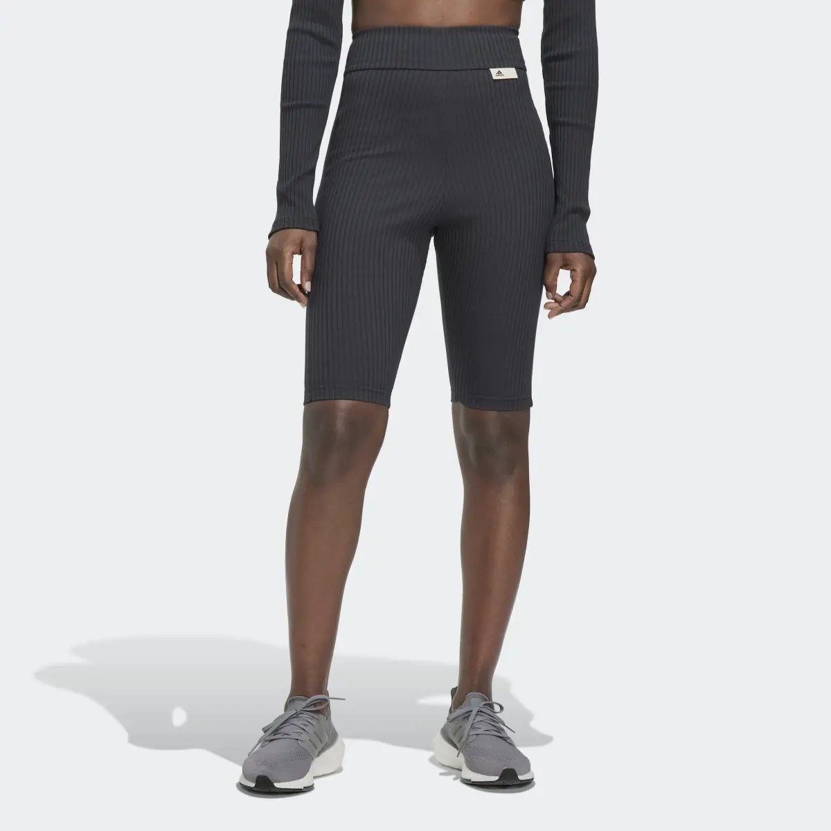 Adidas Studio Lounge Ribbed Shorts. 1