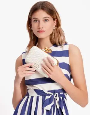 Kisslock Woven Small Clutch