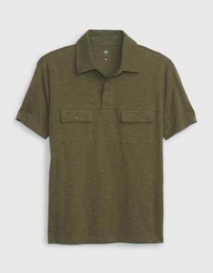 Gap Kids Cotton Polo Shirt green