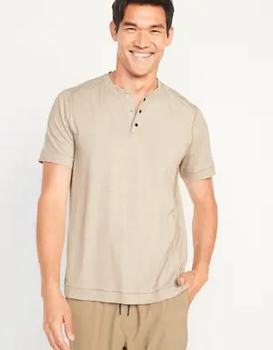 Beyond 4-Way Stretch Henley T-Shirt for Men beige