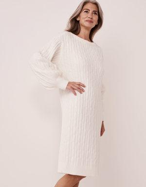 Cable-knit Chenille Long Sleeve Dress