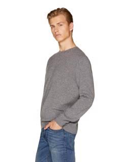 Dark gray crew neck sweater in pure Merino wool
