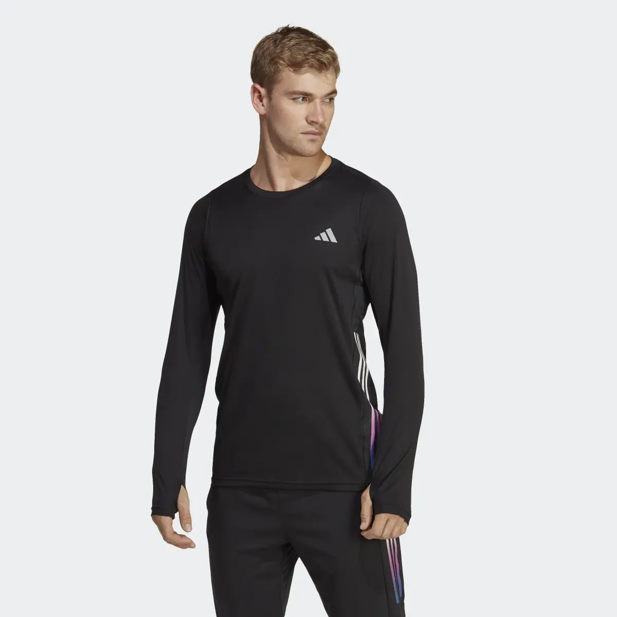 Adidas Run Icons 3-Stripes Long Sleeve Long-Sleeve Top. 2