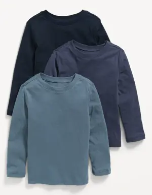 Unisex Long-Sleeve T-Shirt 3-Pack for Toddler blue