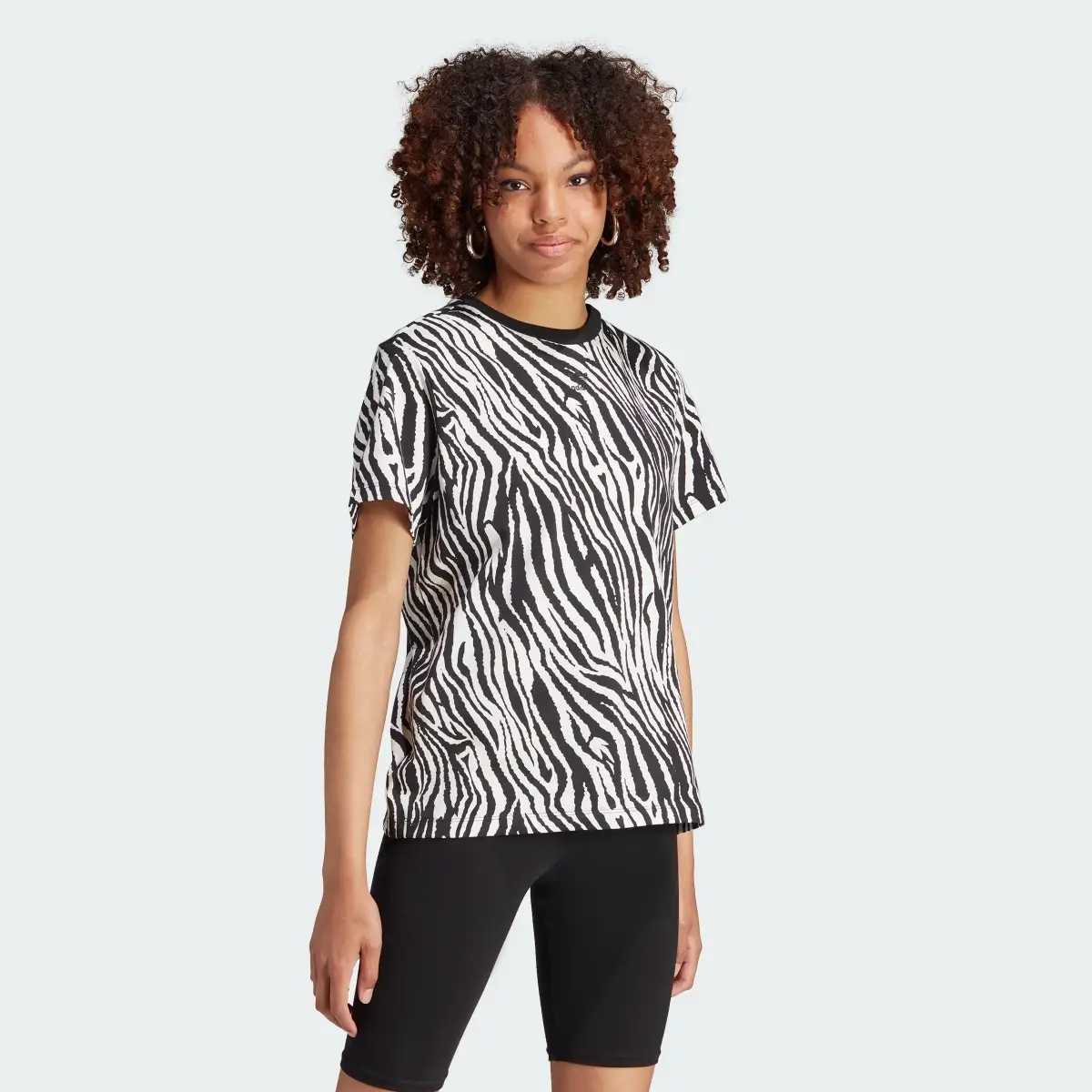 Adidas Allover Zebra Animal Print Essentials Tee. 2