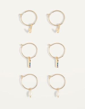 Real Gold-Plated Hoop Earrings 3-Pack for Women