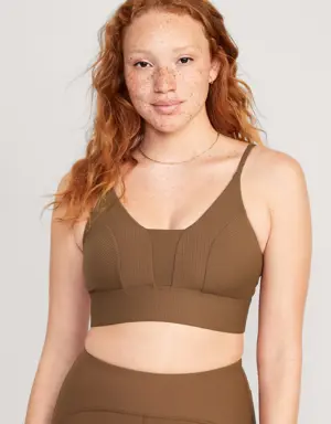 Old Navy Light Support PowerSoft Textured-Rib Sports Bra for Women brown