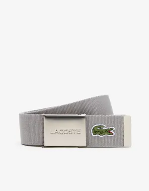 Lacoste Cintura in tessuto intrecciato con fibbia e incisione Lacoste Made in France da uomo