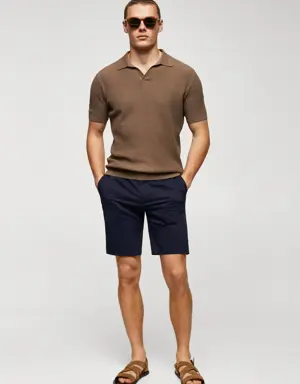 Mango Cotton pleated Bermuda shorts