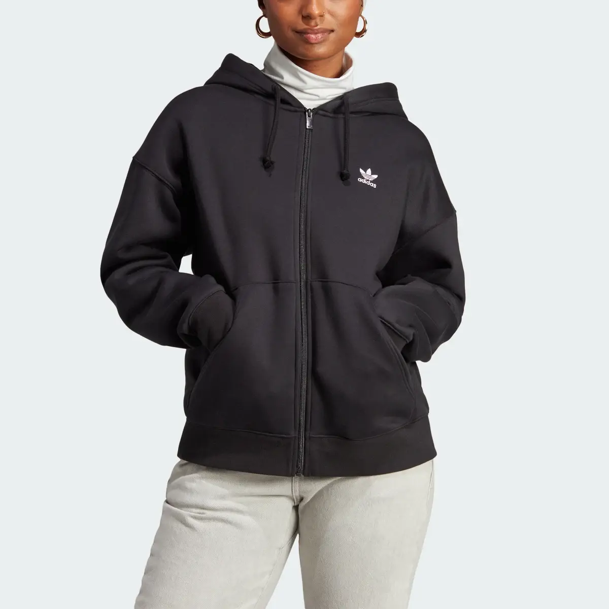 Adidas Essentials Full-Zip Boyfriend Hoodie. 1