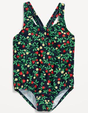 Old Navy Printed One-Piece Henley Swimsuit for Toddler & Baby red