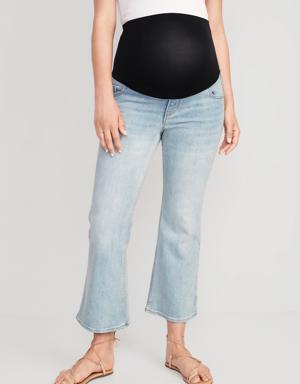 Maternity Full-Panel Cropped Flare Jeans blue