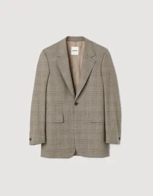 Wool checked suit jacket