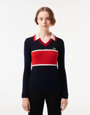 Lacoste French Made Contrast Polo Neck Sweater