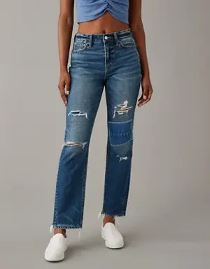 Strigid Super High-Waisted Ripped Ankle Straight Jean