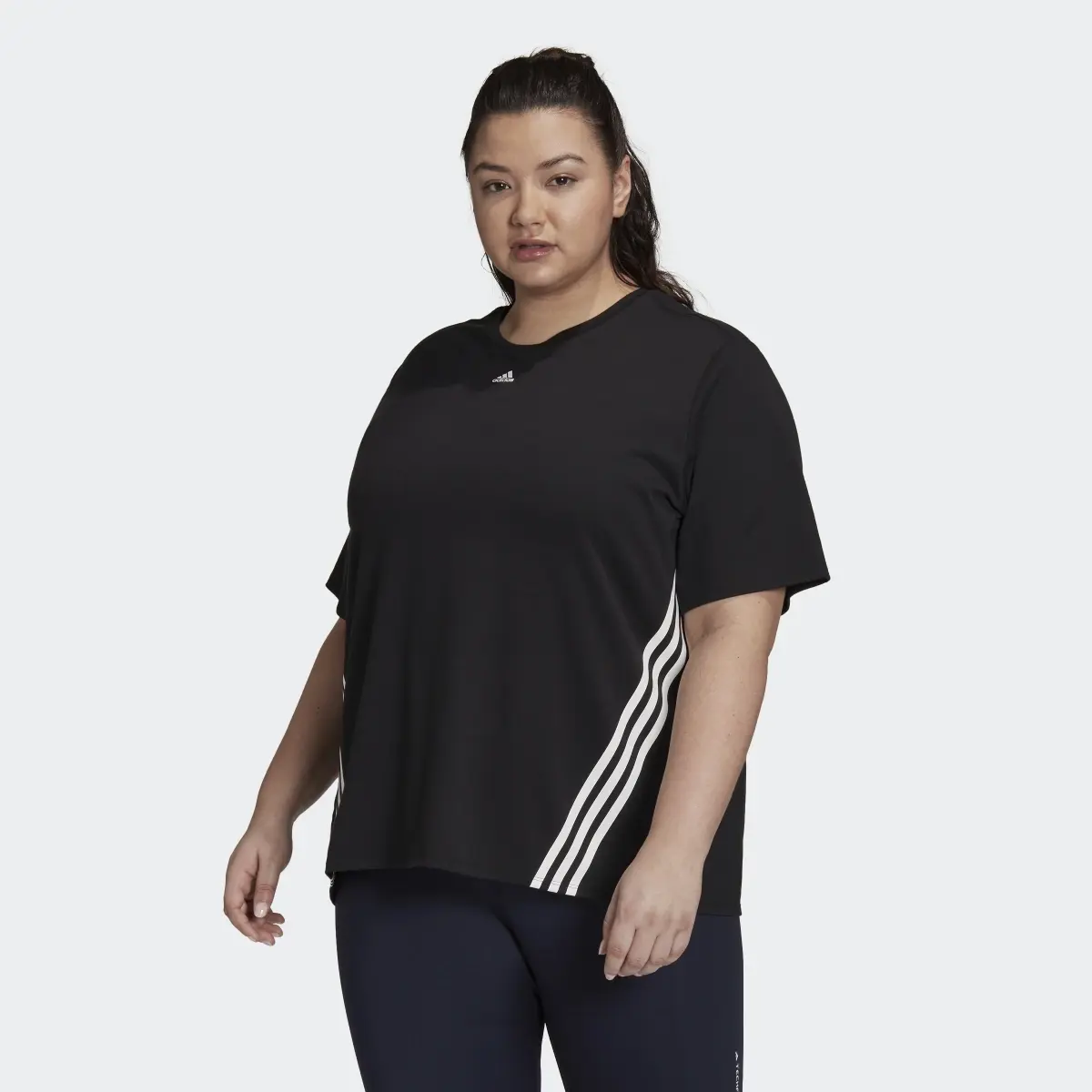 Adidas Train Icons 3-Stripes T-Shirt (Plus Size). 2