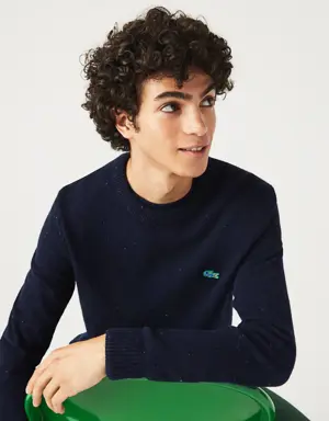Men's Regular Fit Speckled Print Wool Jersey Sweater