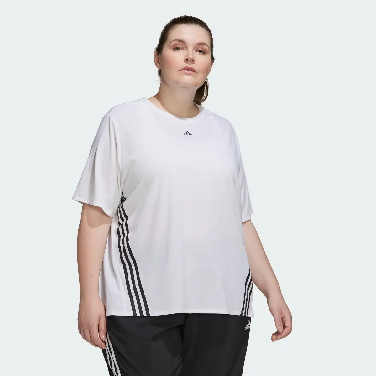 Adidas Train Icons 3-Stripes T-Shirt (Plus Size). 2