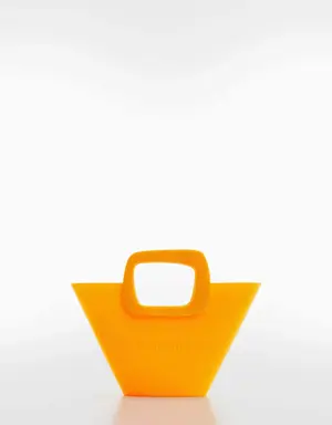 Geometrik logolu tasarım mini çanta