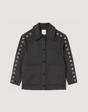 Oversized coat with eyelets Login to add to Wish list
