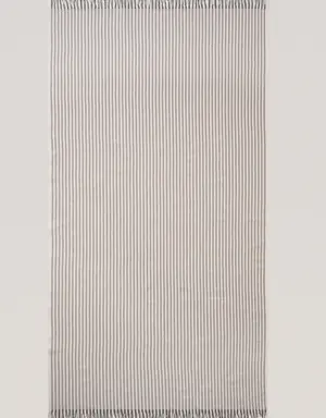 Serviette paréo plage imprimée rayures 100x180 cm