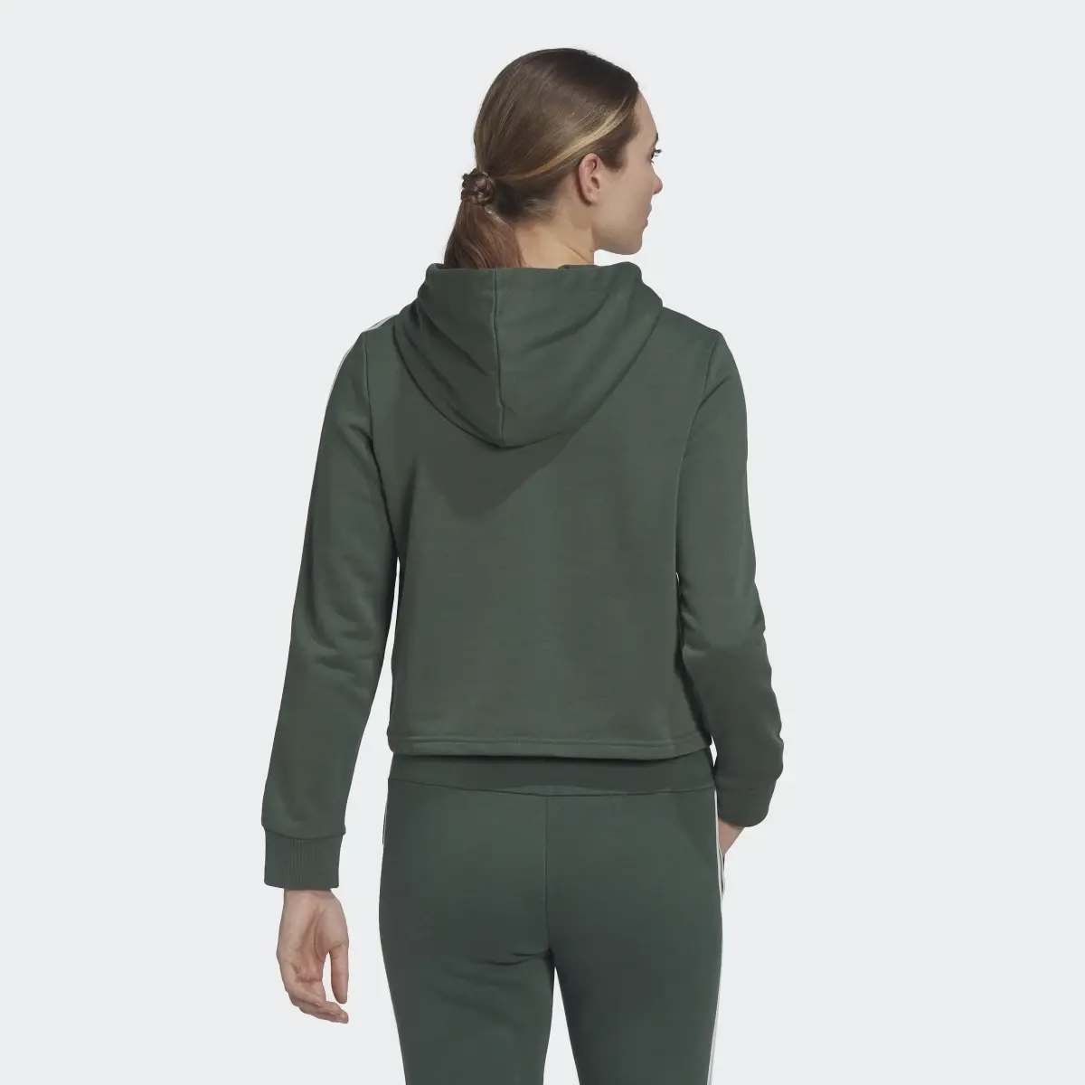 Adidas Essentials 3-Stripes Cropped Hoodie. 2