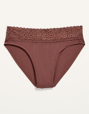 Mid-Rise Supima® Cotton-Blend Lace-Trimmed Bikini Underwear for Women