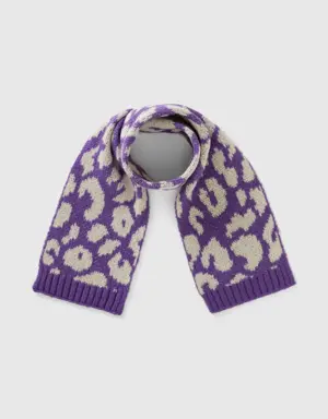 animal print scarf in wool blend