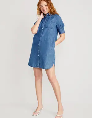 Short-Sleeve Shirt Dress blue