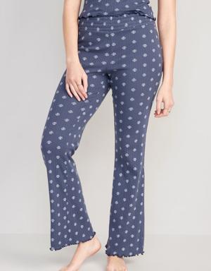 High-Waisted Pointelle-Knit Boot-Cut Pajama Pants for Women multi