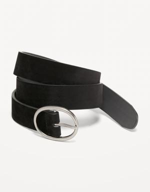 Faux-Suede Oval-Buckle Belt for Women (1.25-inch) black