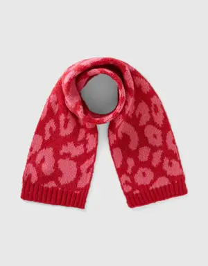 animal print scarf in wool blend