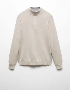 Mango Cotton sweater with neck zip