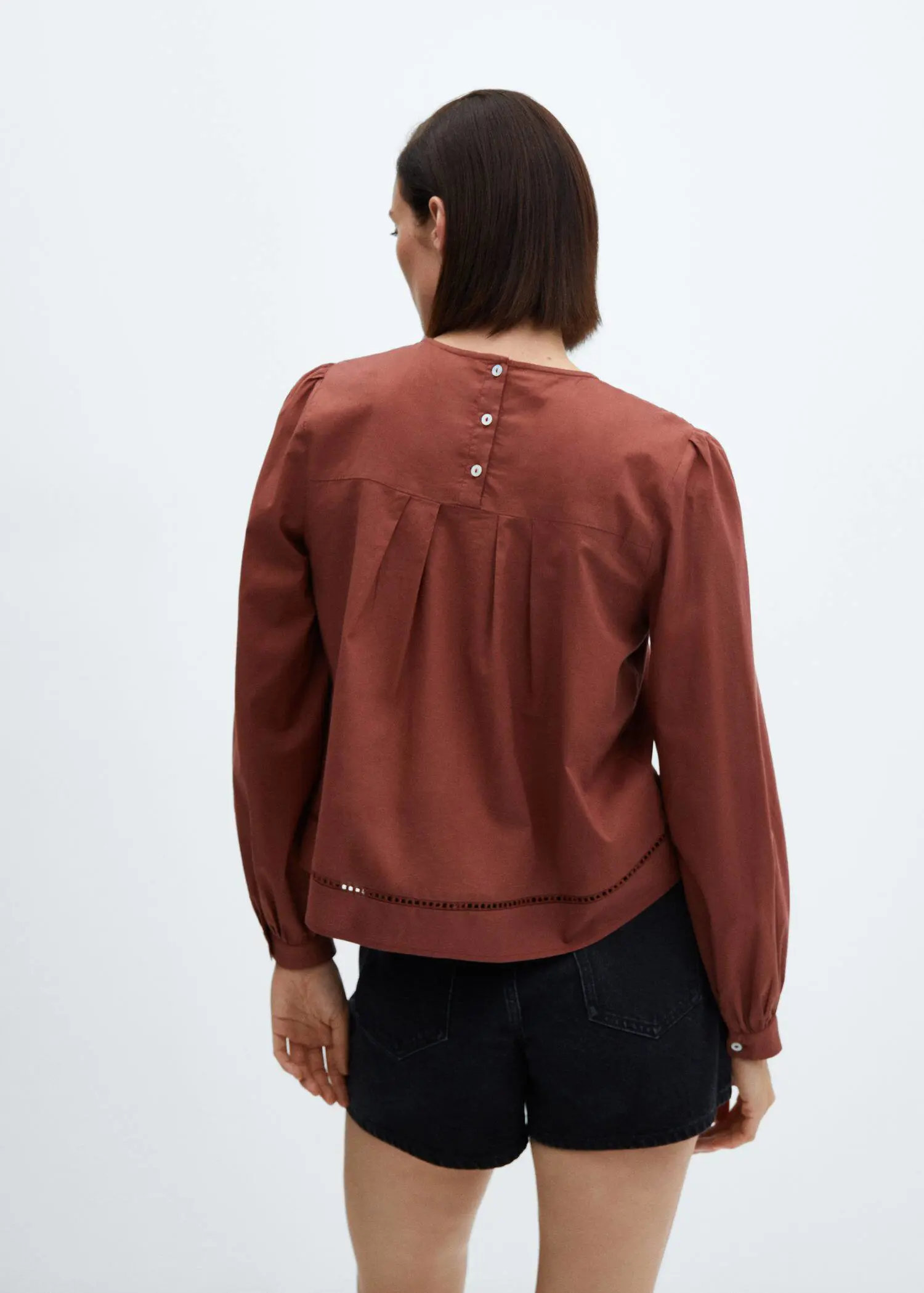 Mango Cotton blouse with openwork details . 3