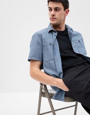 Chambray Shirt with Washwell blue