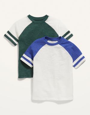2-Pack Raglan-Sleeve Color-Blocked T-Shirt for Toddler Boys green
