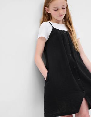 Kids Crinkle Gauze Button-Front Dress multi