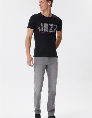 Jazz Erkek Bisiklet Yaka T-Shirt Siyah