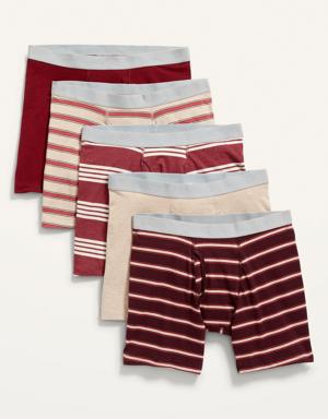 Soft-Washed Built-In Flex Boxer-Briefs Underwear 5-Pack -- 6.25-inch inseam brown