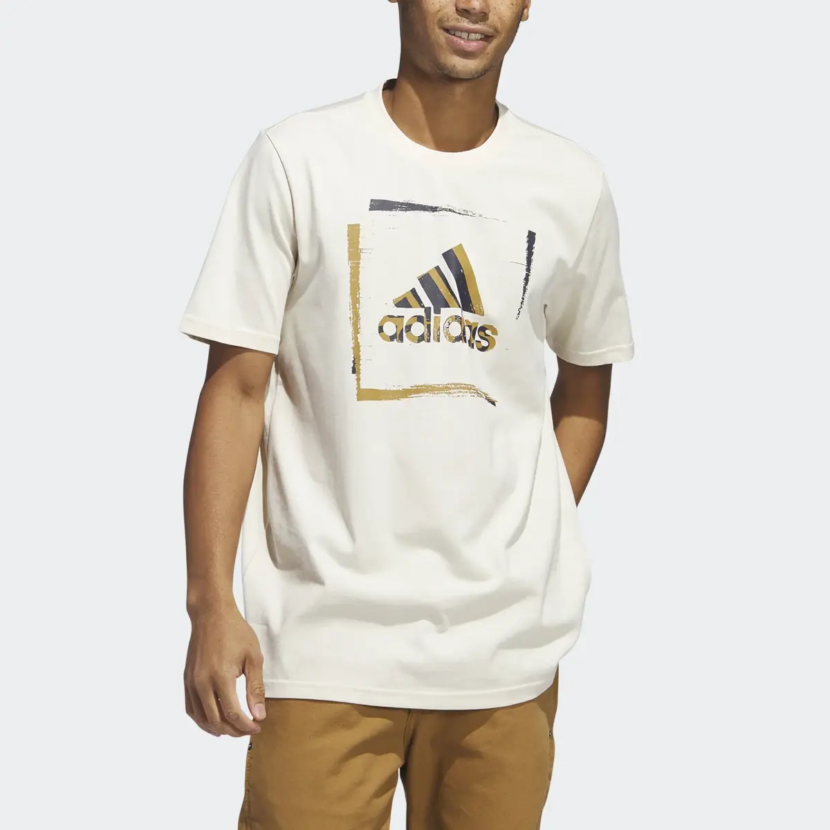 Adidas Playera Estampada Dos Tonos Stencil Mangas Cortas. 1